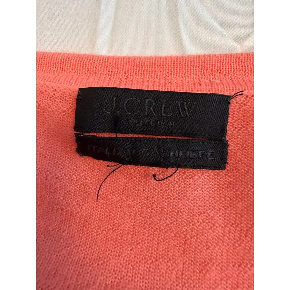 J.Crew Collection Italian Cashmere Cardigan Coral Quiet Luxury Coastal Med